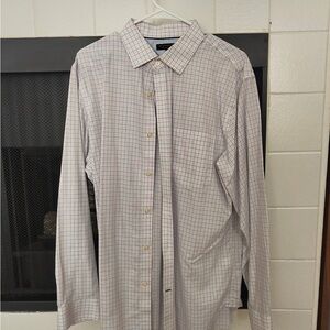 Banana Republic Men's Plaid Shirt - White and Red